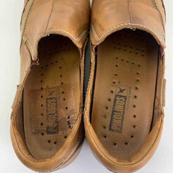 Pikolinos Leather Slip On Shoe Brown Tan Flat Round Toe Gore Womens 37 US 6.5 - Picture 6 of 13